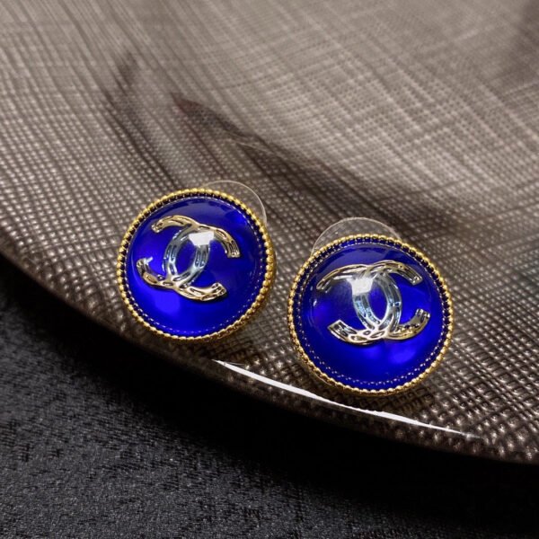 18K CC Blue Crystal Earrings