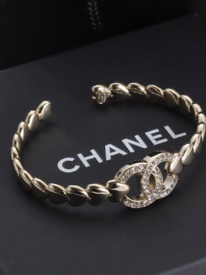18K CC Diamond Open Bracelet