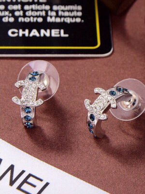 18K CC Blue Crystals Earrings