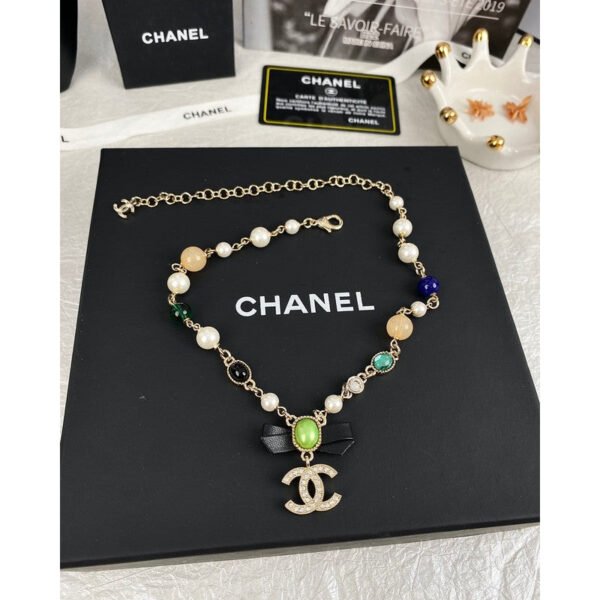 18K CC Crystal Bow Necklace