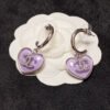 18K CC Purple Heart Earrings