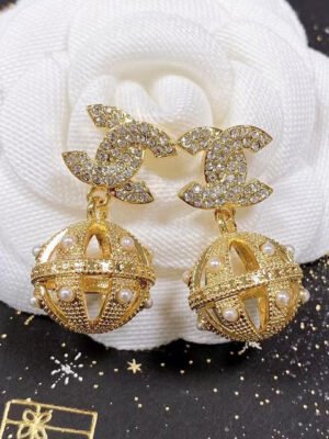 18K CC Ball Drop Earrings