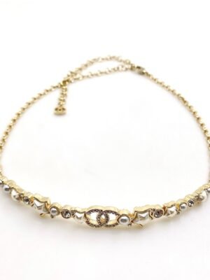 18K CC White Pearl Crystals Necklace