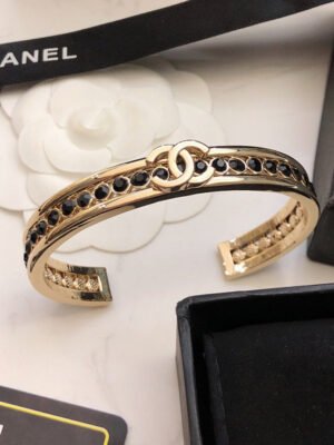 18K CC Crystal Open Cuff Bracelet