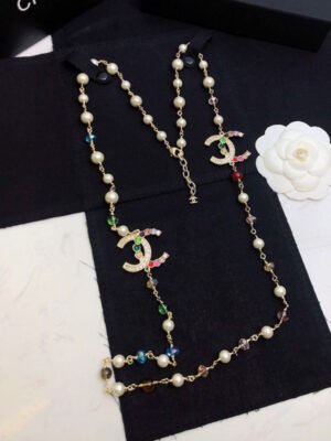 18K CC Color Long Pearl Necklace