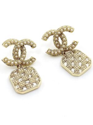18K CC Diamonds Drop Earrings