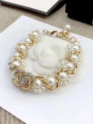 18K CC Pearl Braided Bracelet