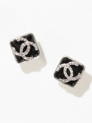 18K CC Square Earrings
