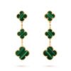 18K Magic Alhambra Three Malachite Motifs Clover Earrings