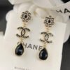 18K CC Black Crystal Earrings