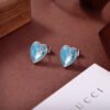 18K Double G Blue Heart Earrings