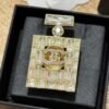 18K CC Perfume Bottle Crystals Brooch