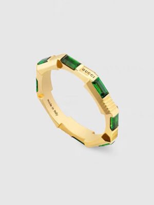 18K Double G Link To Love Tormaline Green And Diamond Ring