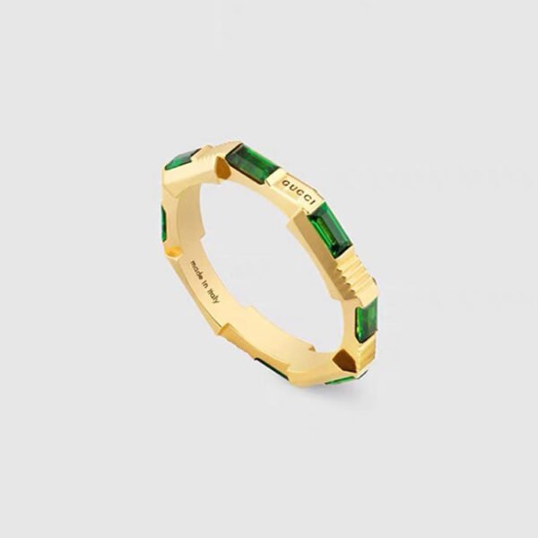 18K Double G Link To Love Tormaline Green And Diamond Ring