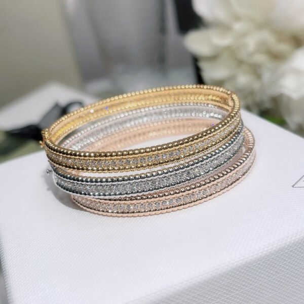 18K White Gold Perl¨¦e Diamonds One Row Bracelet