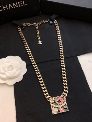 18K CC Pink Logo Chain Necklace