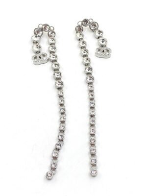 18K CC Long Crystal Earrings