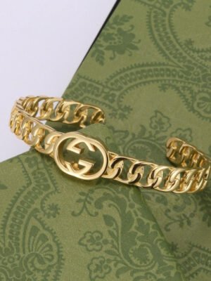 18K Double G Chain Open Bracelet