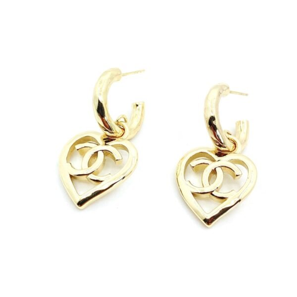 18K CC Heart Pendant Earrings