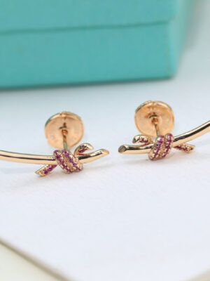18K T Knot Pink Diamonds Earrings