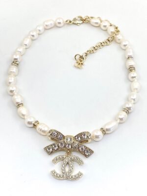 18K CC Bow Tie Diamonds Necklace