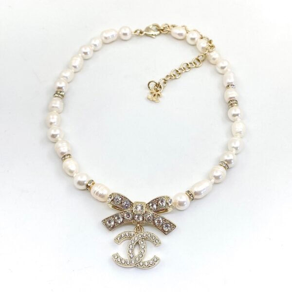 18K CC Bow Tie Diamonds Necklace