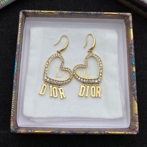 18K CD Heart Crystal Earrings