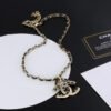 18K CC Strass Leather Necklace