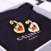 18K Triomphe Red Heart Earrings
