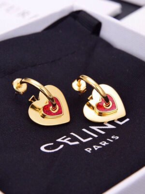 18K Triomphe Red Heart Earrings