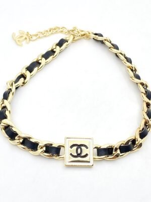 18K CC Leather Necklace