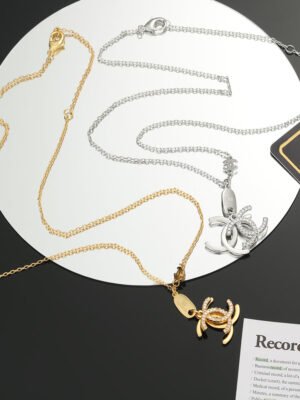 18K CC Diamond Long Necklace