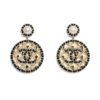 18K CC Leather Round Earrings