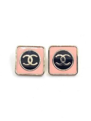 18K CC Square Pink Earrings