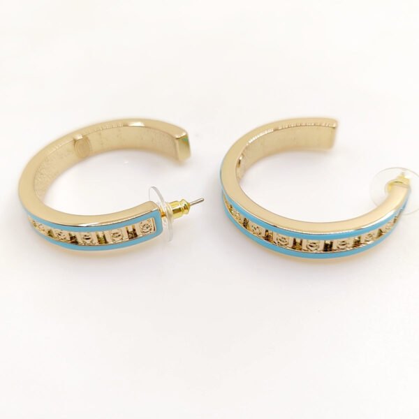 18K CC Blue Resin Earrings