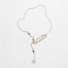 18K CC Rhinestone Pearl Letter Necklace
