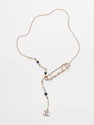 18K CC Rhinestone Pearl Letter Necklace