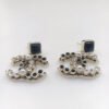 18K CC Black Crystals Earrings