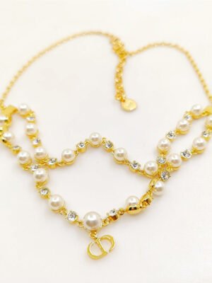 18K CD Long Pearl Chain Necklace