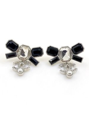 18K CC Bow Tie Crystals Earrings