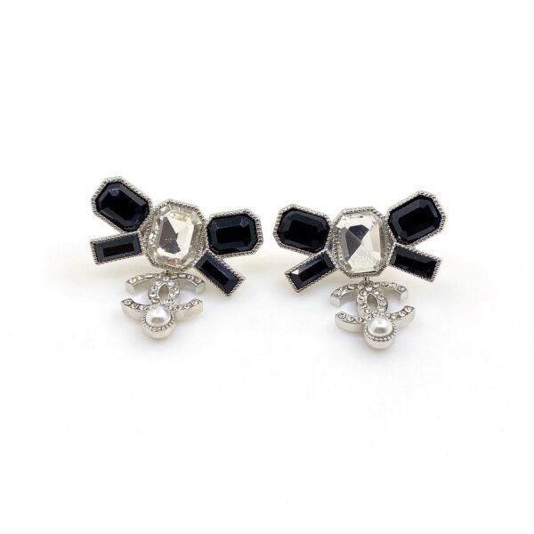 18K CC Bow Tie Crystals Earrings