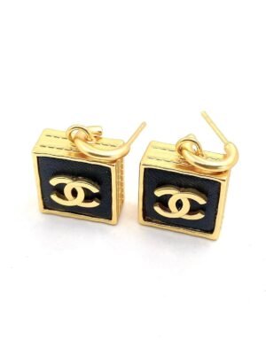 18K CC Black Bag Pendant Earrings