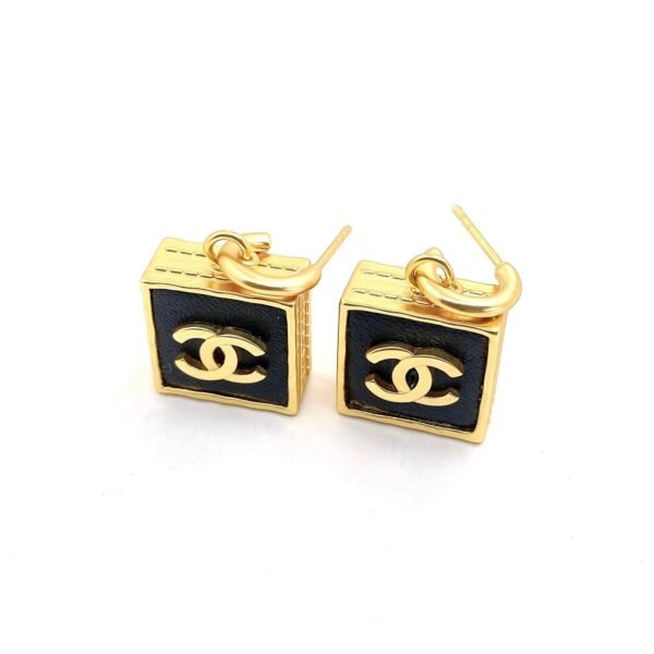 18K CC Black Bag Pendant Earrings