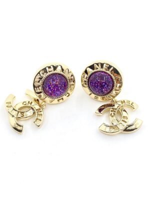 18K CC Purple Crystals Earrings