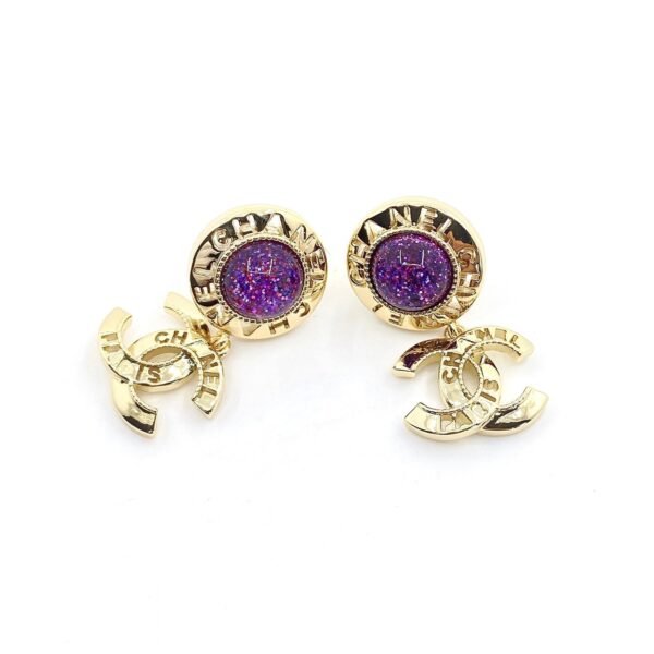 18K CC Purple Crystals Earrings