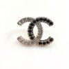 18K CC Black & White Crystals Brooch