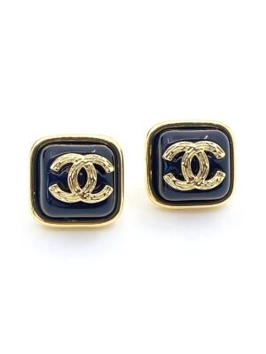 18K CC Square Resin Earrings