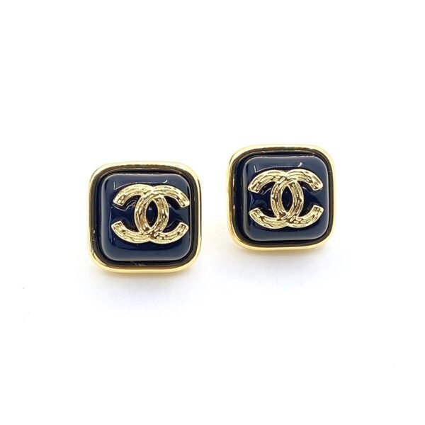 18K CC Square Resin Earrings