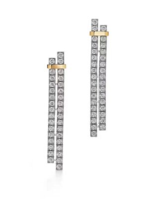 18K T Edge Drop Earrings