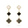 18K Magic Alhambra Three Pearls Motifs Earrings